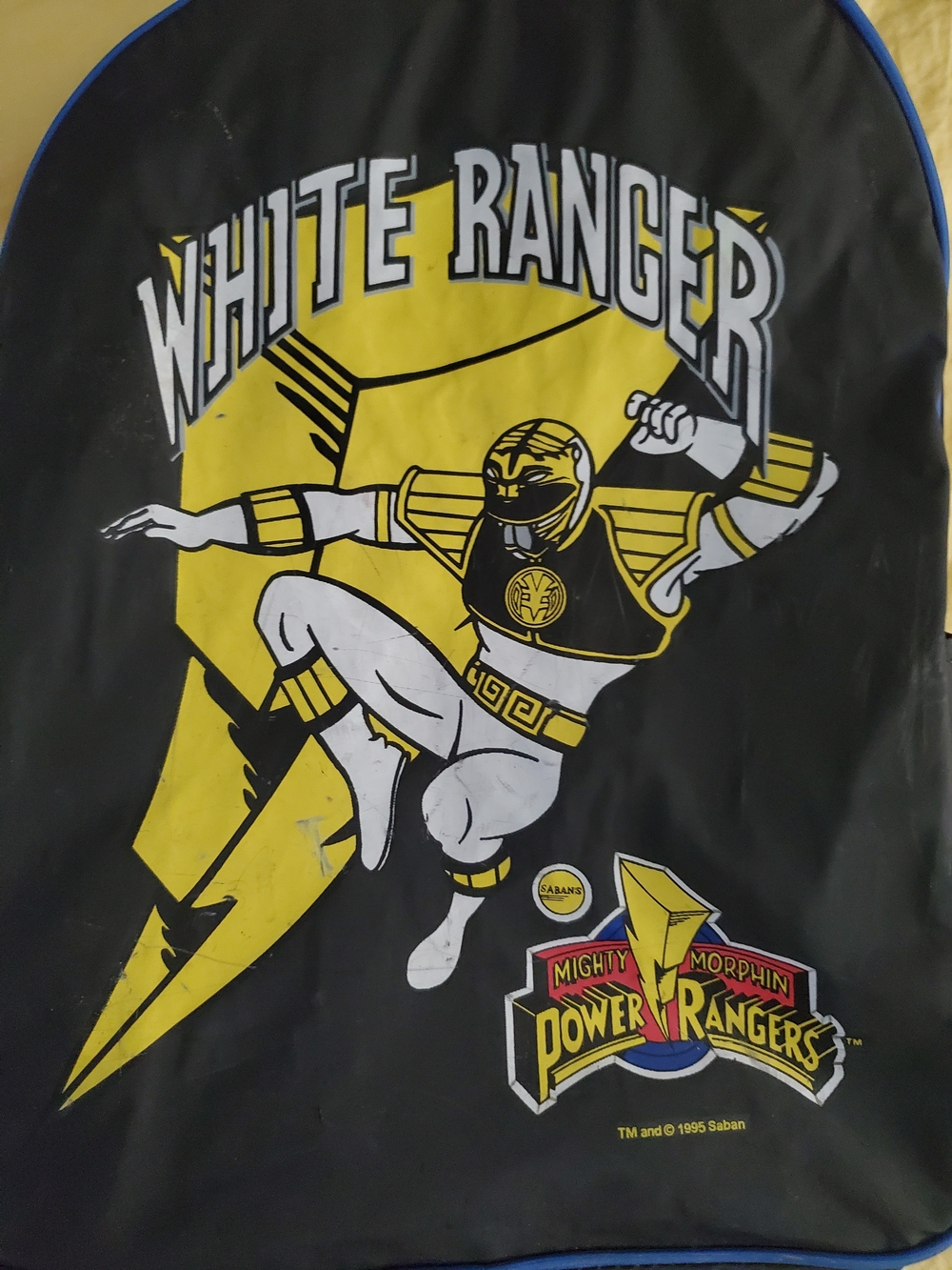 Power Ranger White Ranger Black & Yellow Kids Backpack - Picture 2 of 11